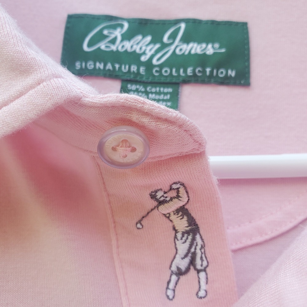Bobby Jones Signature Collection Pink Polo Shirt Mens Medium Cotton Modal Golf